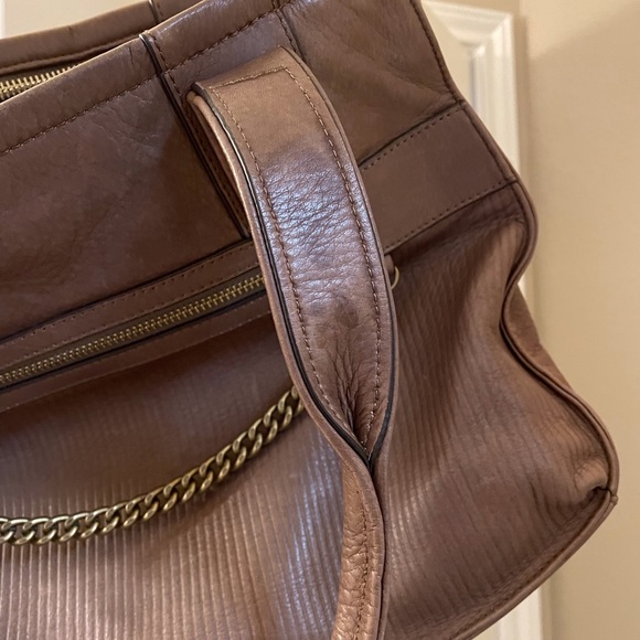 B. Makowsky Tan Grey Leather Tote EUC 15 X 11 - Picture 8 of 12